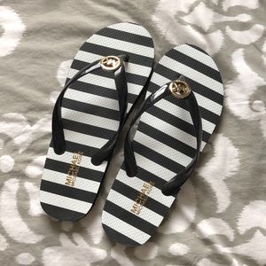 Michael Kors stripped flip flops - size 9